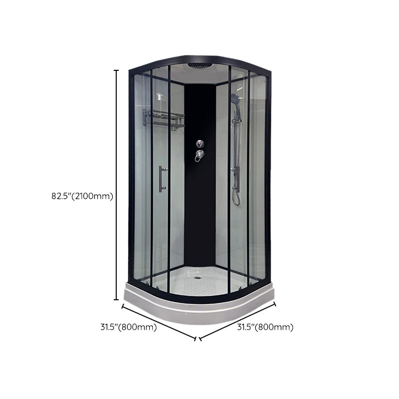 Round Shower Stall Corner Double Sliding Tempered Glass Shower Stall