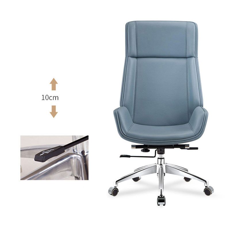 Fixed Arms Desk Chair High-back Ergonomic Leather Office Chair