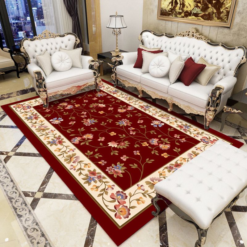 Antique Patterned Rug Multi-Color Polypropylene Indoor Rug Easy Care Washable Carpet for Parlor