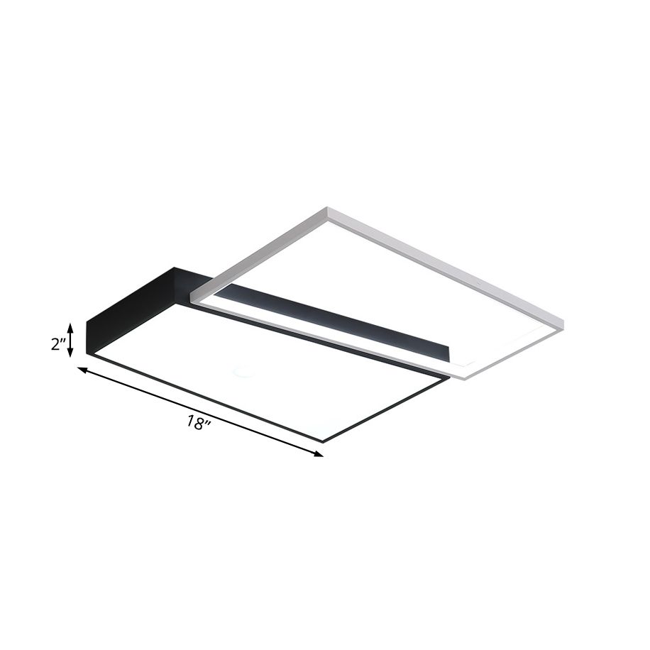 Zwart/Wit Trapezium Inbouw Verlichting Eenvoud LED Metalen Plafondlamp in Wit/Warm Licht, 18"/21,5" Breed