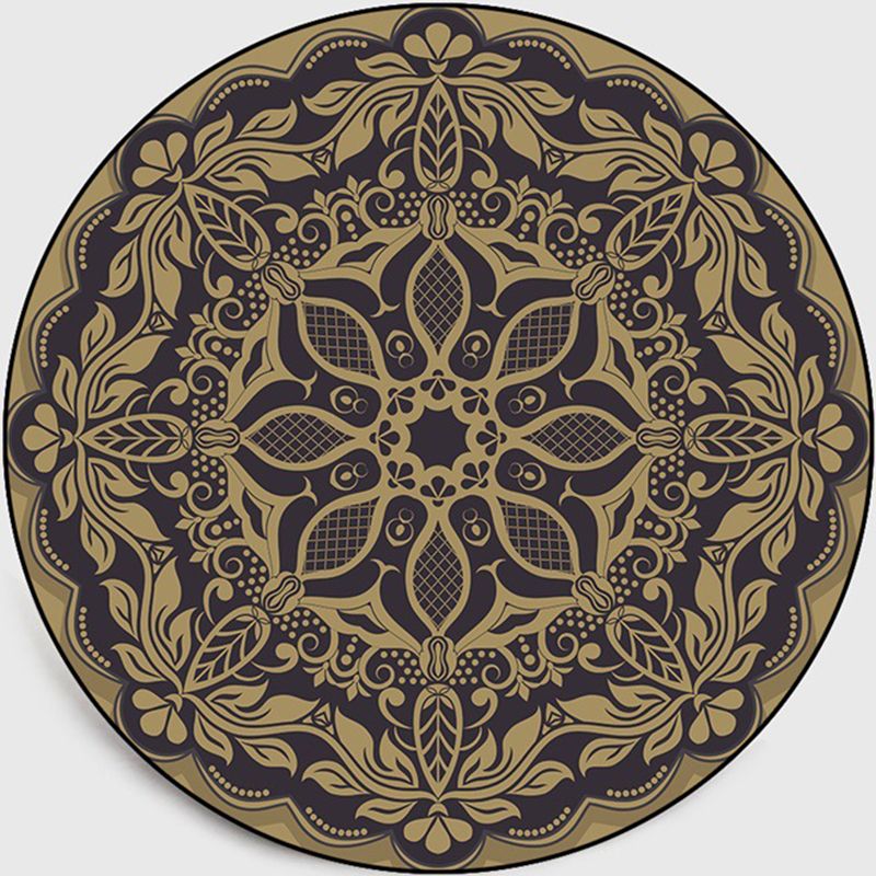 Retro de color oscuro de color oscuro polipropileno mandala alfombra estampada estampada alfombra antideslizante para mascotas para sala de estar para sala de estar