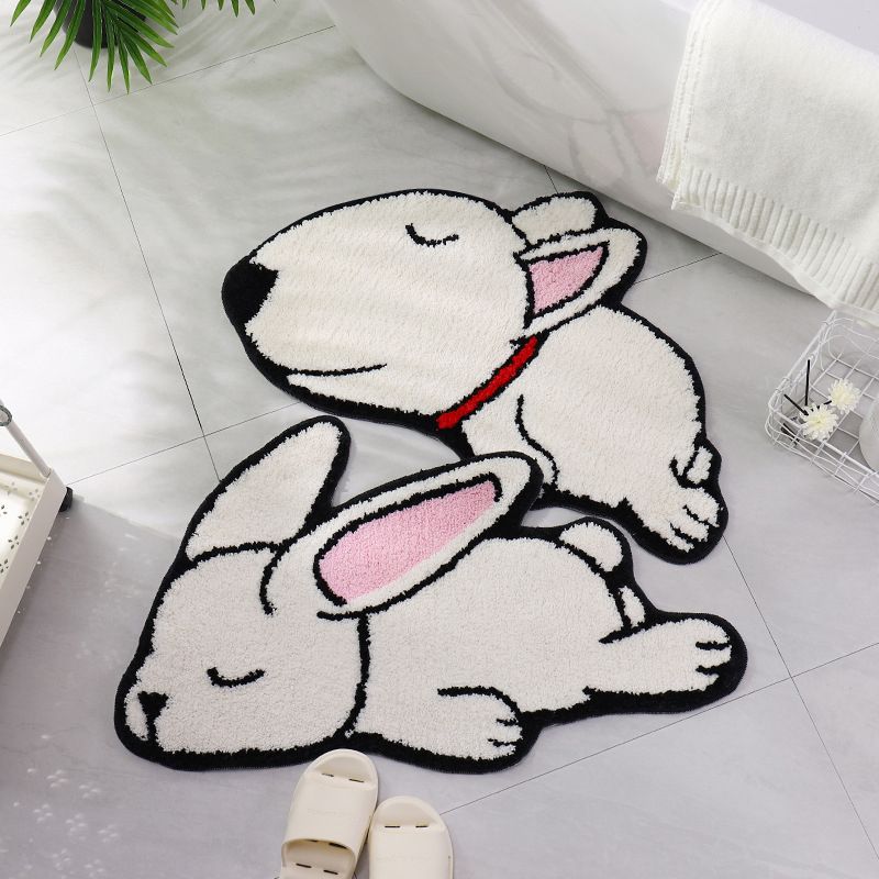 Gelbe Schlafzimmer Teppich Tiermuster Polyester Teppich Waschbarer Anti-Schlupfteppich