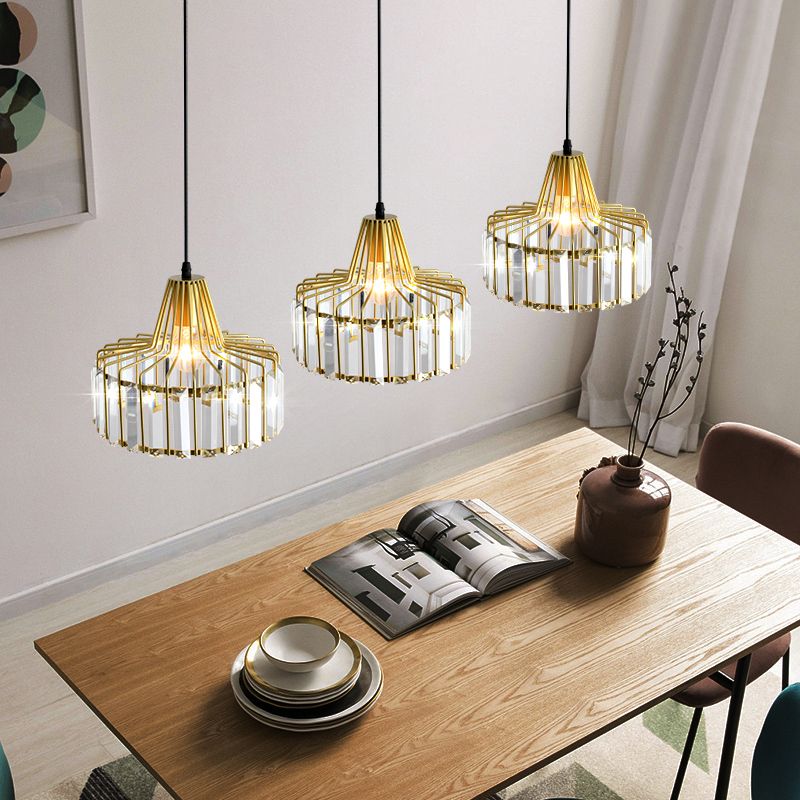 Postmodern Style Crystal Pendant Light Geometric Hanging Pendant for Bedroom