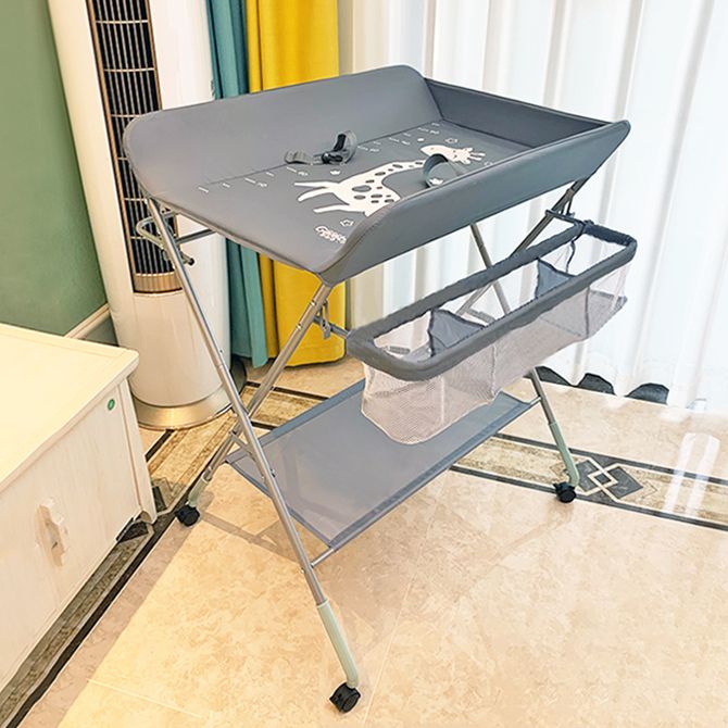 Folding Changing Table Flat Top Changing Table with Safety Rails and Storage