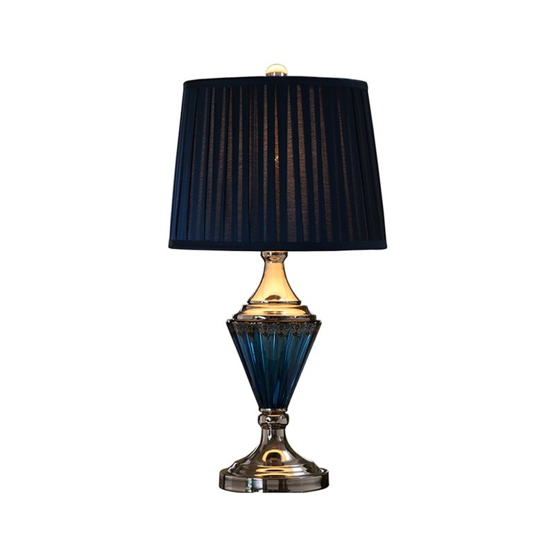 Barreau Barrel Shade Night Table Lampe Vintage Tissu plissé 1