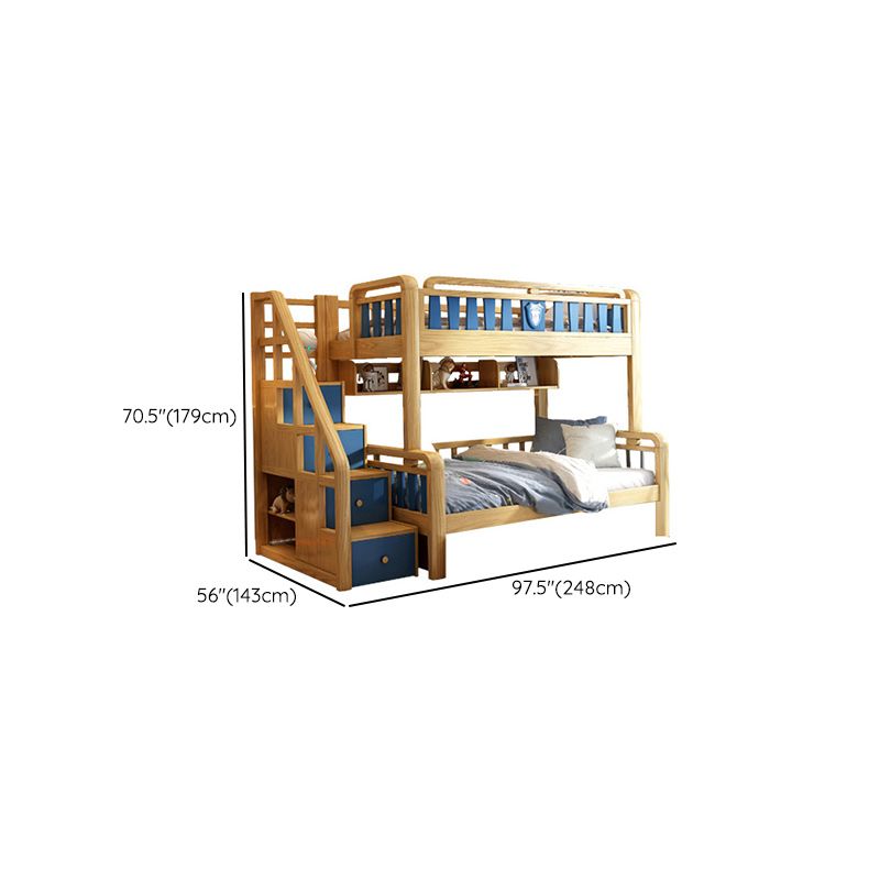 Scandinavian Natural Bunk Bed in Solid Wood with Guardrail Standard Bunk Bed