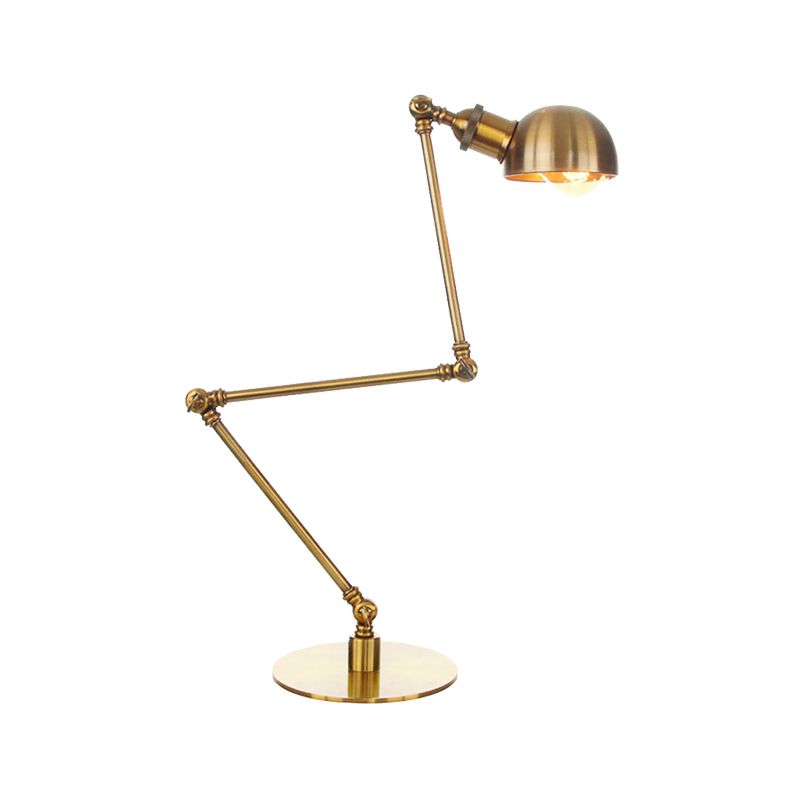 Golden Bowl Shade Table Lamp Industrial Stylish 4"/8.5" W 1 Light Metal Table Lighting with Adjustable Arm