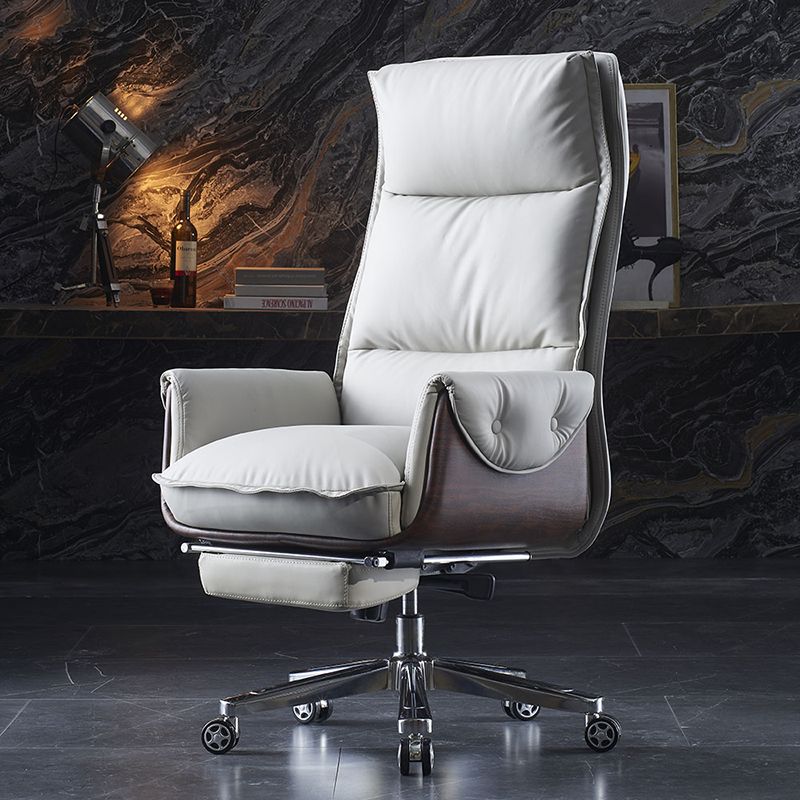 Faux Leather Executive Chair High Back Padded Arms Chair with Wheels