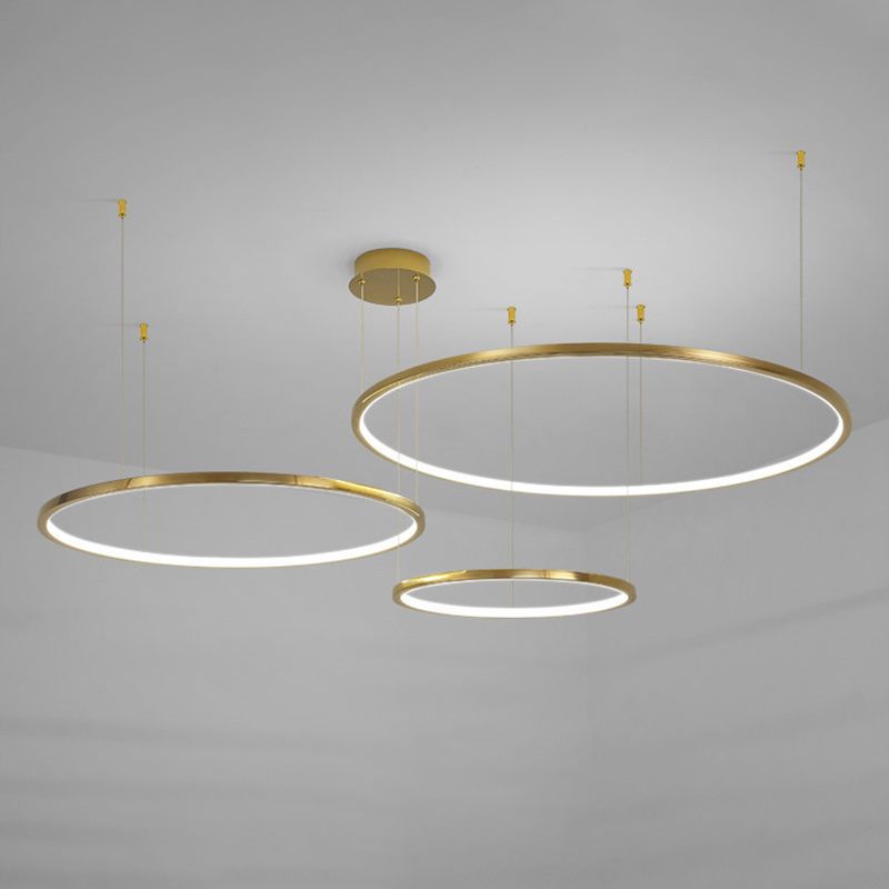 Stainless Steel Golden Chandelier Light Circle Simple Chandelier Lamp