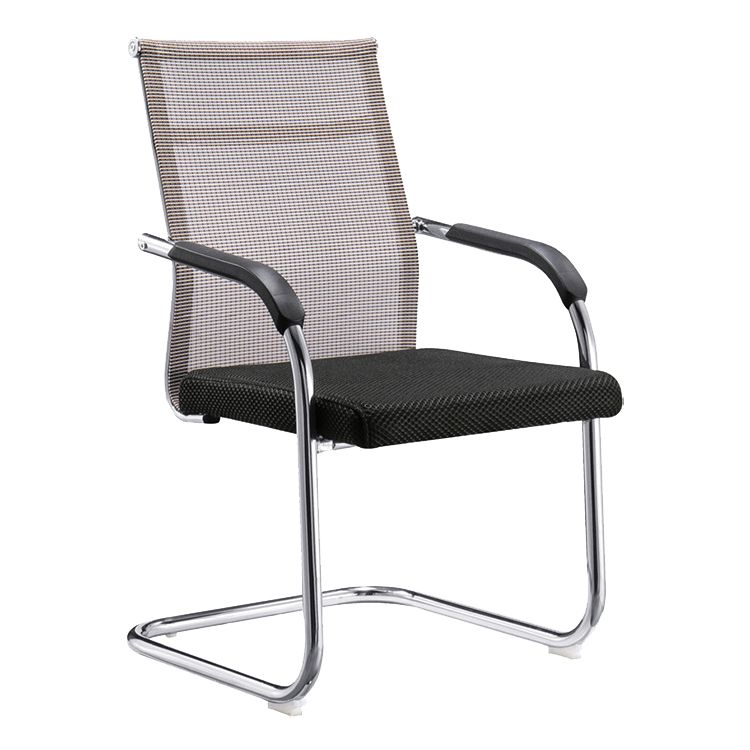 Modern Arms Included Chair Mid-Back Metal Base Chair in Black/Brown