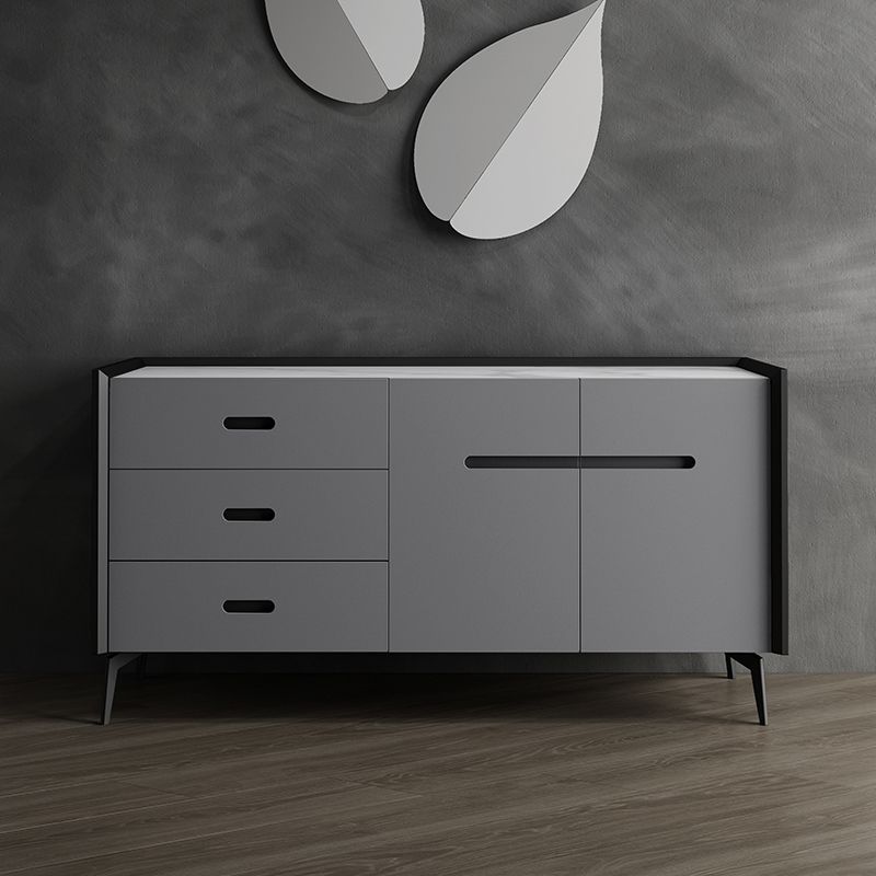 Stone Top Living Room Sideboard Cabinet Modern Credenza with Drawer and Storage