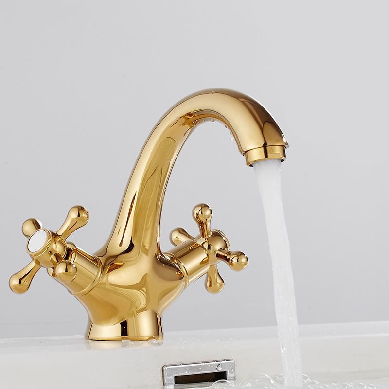 Centerset Lavatory Faucet One Hole Bathroom Faucet with 2 Cross Handles