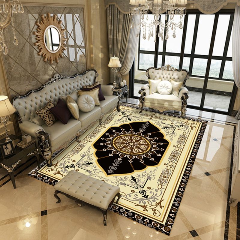 Moroccan Tribal Classicism Rug Polyester Indoor Carpet Non-Slip Backing Area Rug for Living Room