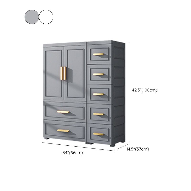 Contemporary Bedroom Armoire Plastic Wardrobe Armoire with Garment Rod