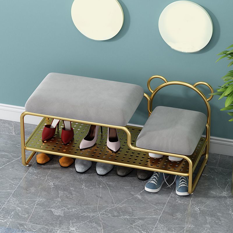 12.48-inch W Metal Entryway Bench Cushioned Seating Bench with Shoe Storage