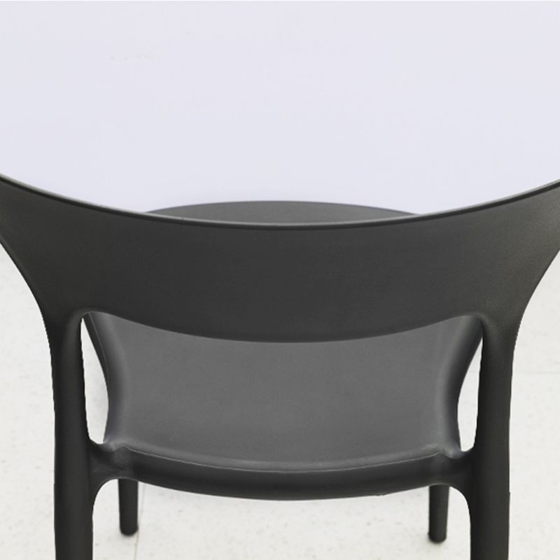 Contemporary Side Chair Black Plastic Armles Patio Dining Chair