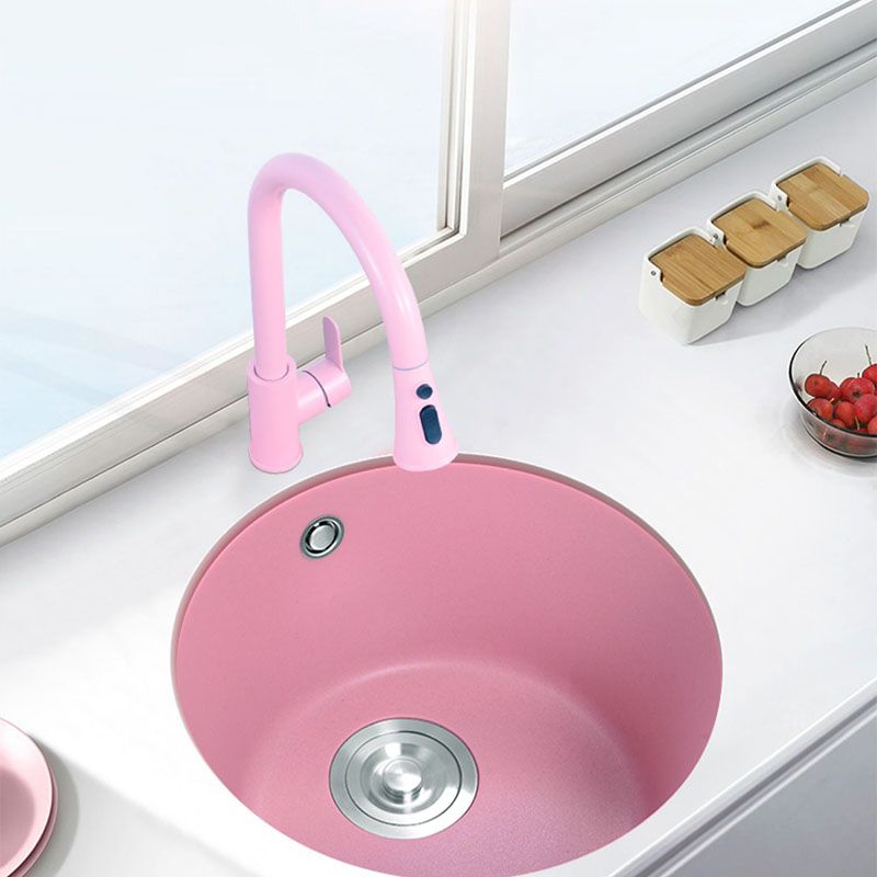 Quartz Kitchen Bar Sink Modern Pink Single Bowl Kitchen Bar Sink