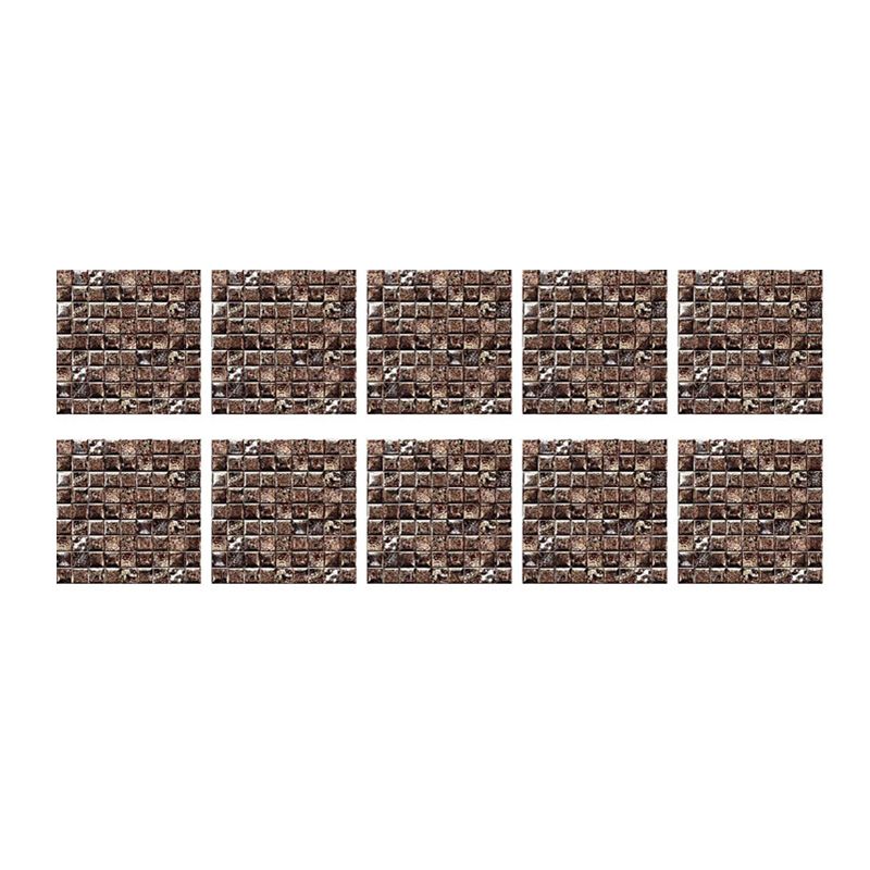 Coffee Brickwork Wallpaper Panels Mosaic Tile Modern Adhesive Wall Decor for Kitchen, 10 Pcs