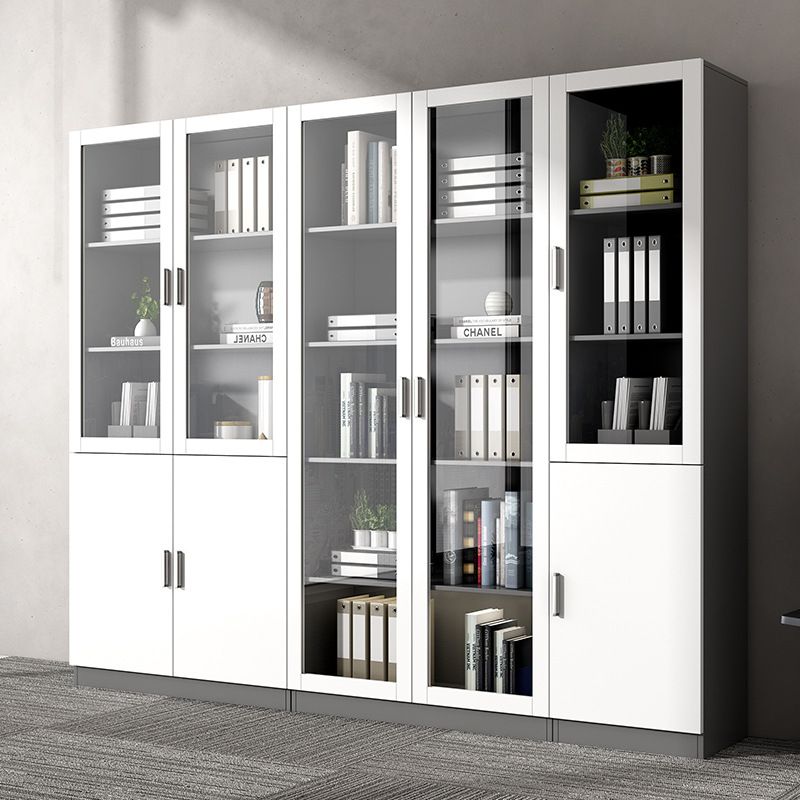 File Cabinet Wood and Glass Vertical Storage Shelves Contemporary File Cabinet