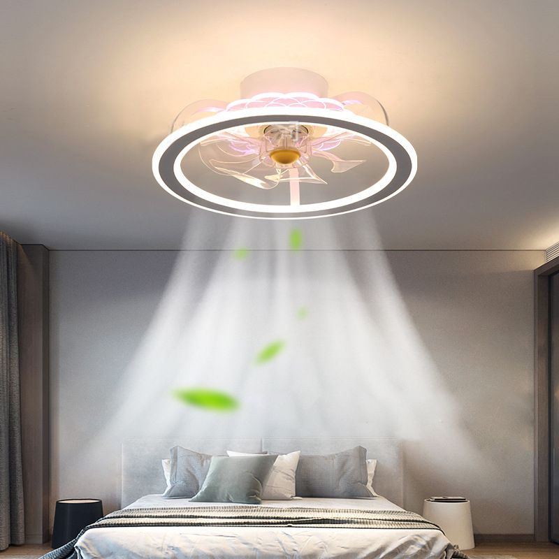 Hoop Shaped Dining Room Fan Lighting Acrylic LED Minimalist Semi Flush Mounted Ceiling Light