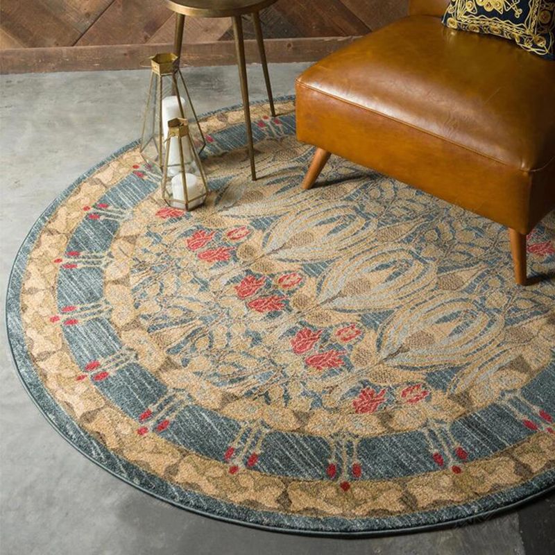 Vintage Geometric Printed Rug Multi Color Polyster Area Carpet Non-Slip Backing Pet Friendly Easy Care Indoor Rug for Room