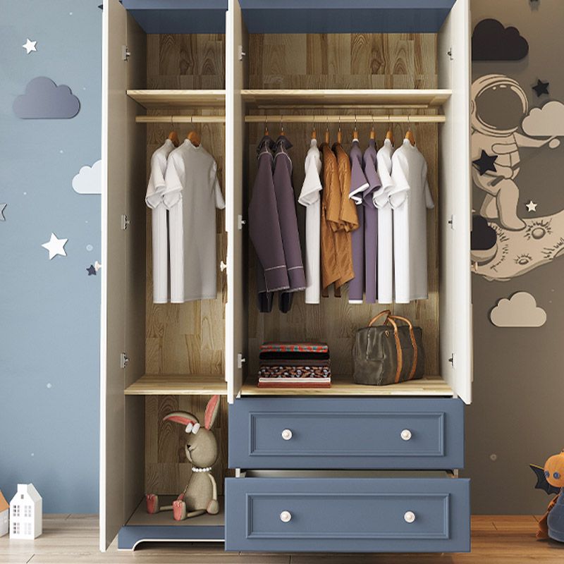 Modern Wooden Wardrobe Cloth Rod Included Kids Closet for Bedroom