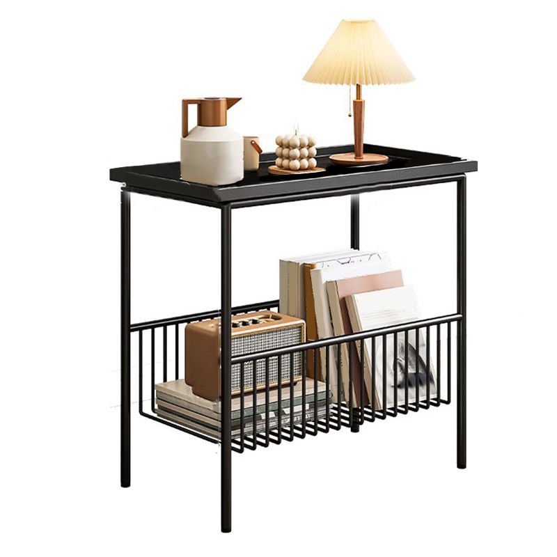 Modern Metal Nightstand Open Storage Stainless Shelf Included Night Table with Legs