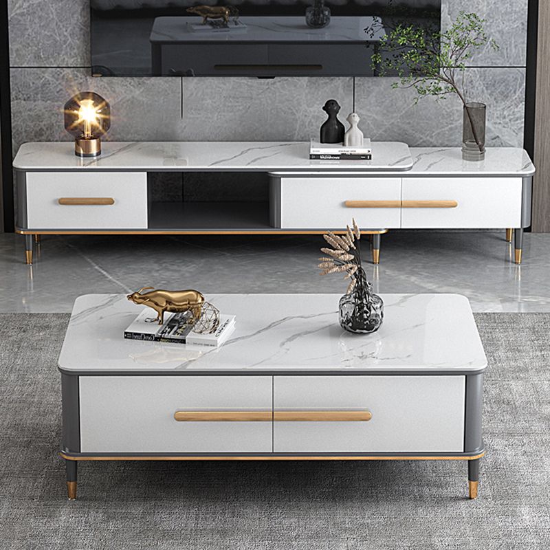 Contemporary Media Console Stone TV Media Console for Living Room