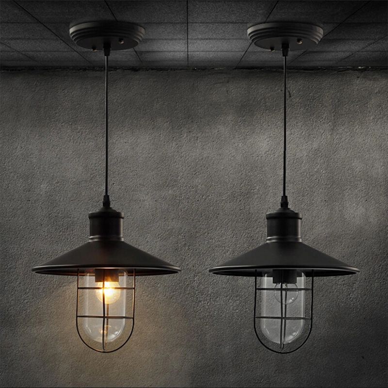 Métal de plafond noir Pendante Lumière Shade Industrial Style Syshatd Lighting Séchange