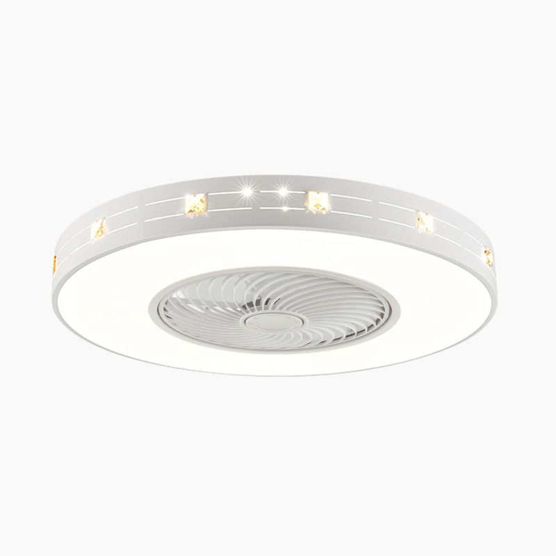 Round Metal Ceiling Fan Lamp Modern Style LED Ceiling Flush Mount