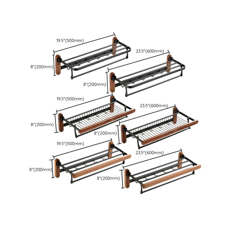 Solid Wood Bathroom Accessory Set Foldable Metal Bathroom Hardware