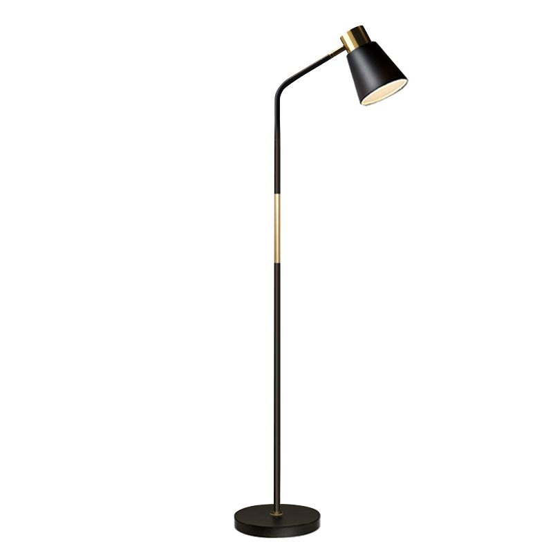 Bow Shaped Floor Lamp Macaron Metal 1 Head Study Room Standing Light with Cone Shade