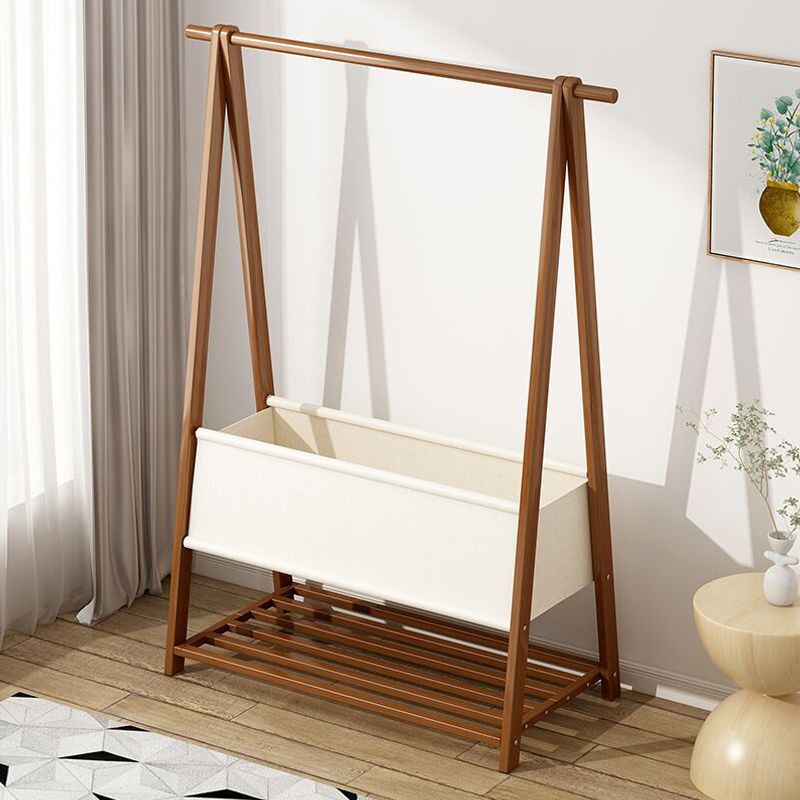 Solid Wooden Coat Rack Shelf Storage and Hanging Rail Coat Hanger