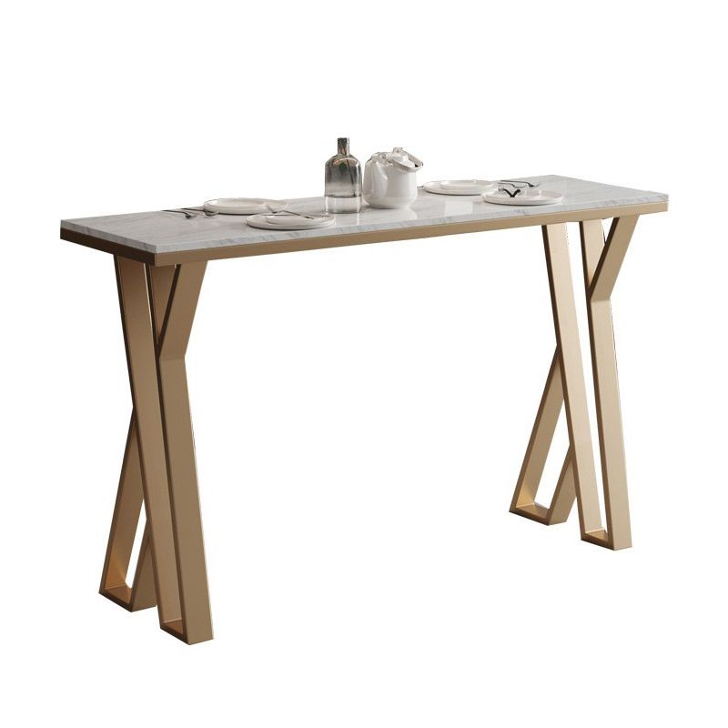 White and Gold Bistro Bar Desk Contemporary Stone Top Bistro Bar Table