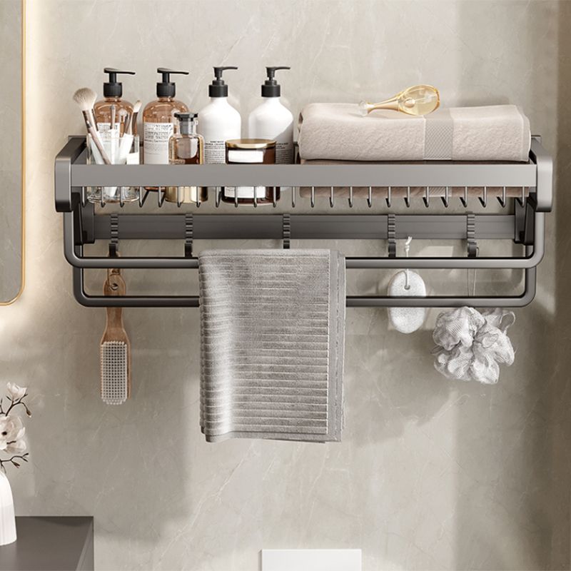 Contemporary Bath Hardware Set in Stainless Aluminum Matte Gray Robe Hooks/Towel Bar