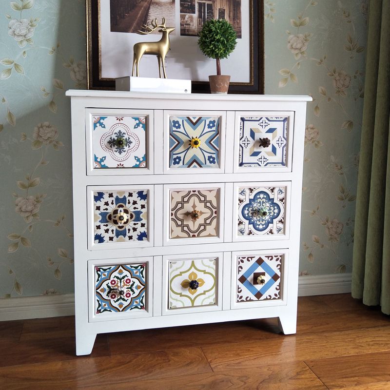 Rustic Wood Chest with 4 Legs Storage Chest with Drawers for Bedroom