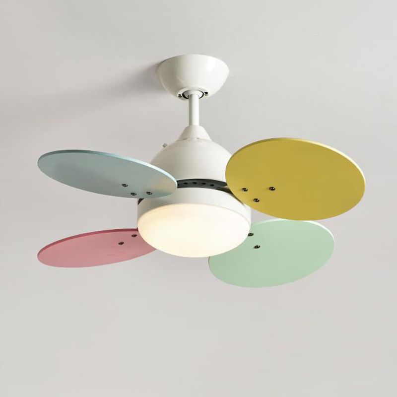 Nordic Style Wooden Ceiling Fan Lamp Colorful Ceiling Fan Light for Children's Room