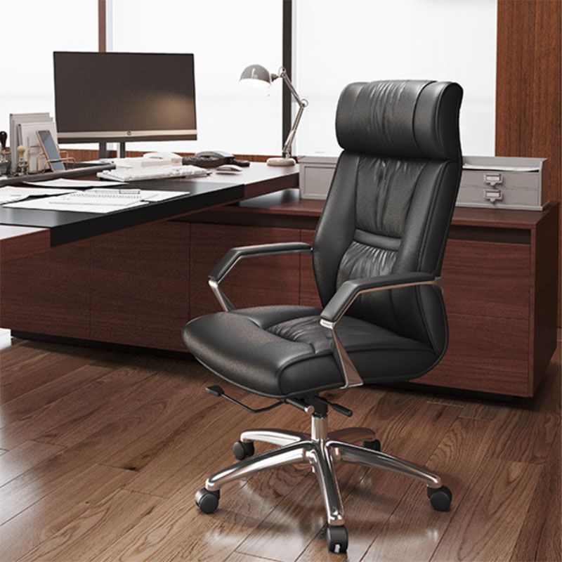 Contemporary Leather Managers Chair Padded Arms Desk Chair for Office