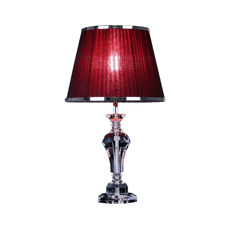 Urn-Shaped Table Light Contemporary Faceted Crystal 23"/25" Long 1 Head Red Small Desk Lamp