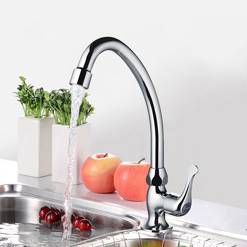 Modern Style Copper Kitchen Faucet Lever Handle Gooseneck Kitchen Faucet