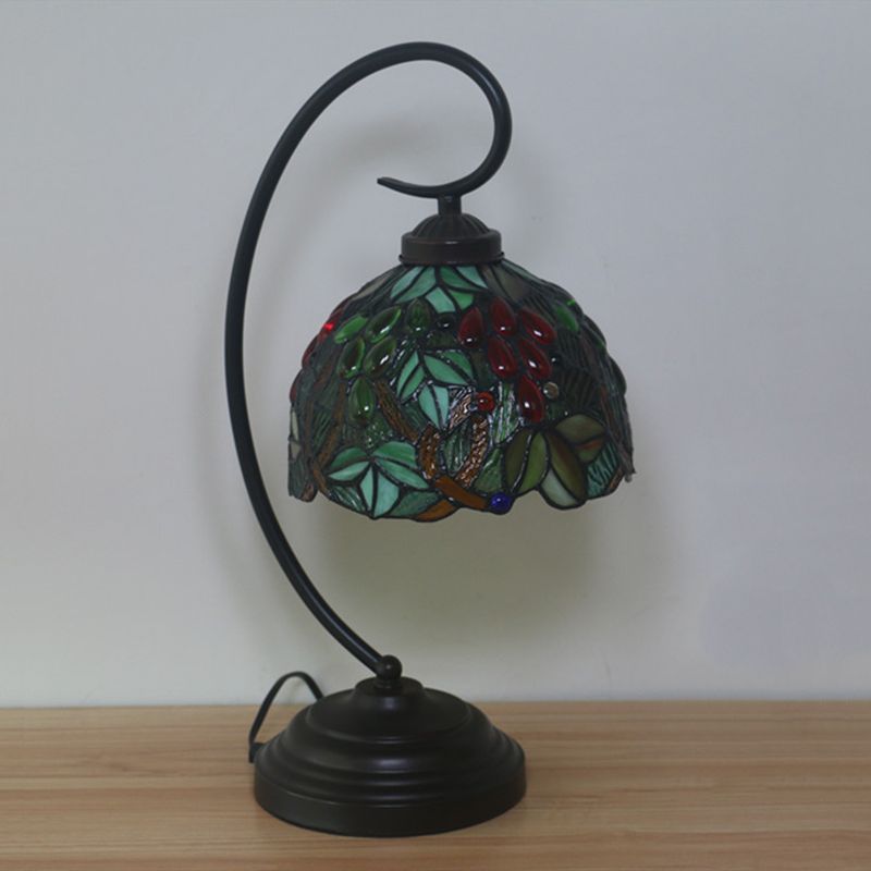 1 Kopf Nachttisch leichte viktorianische Traubenhandgeschnittenes Glasnachtlampe im dunklen Kaffee für Schlafzimmer