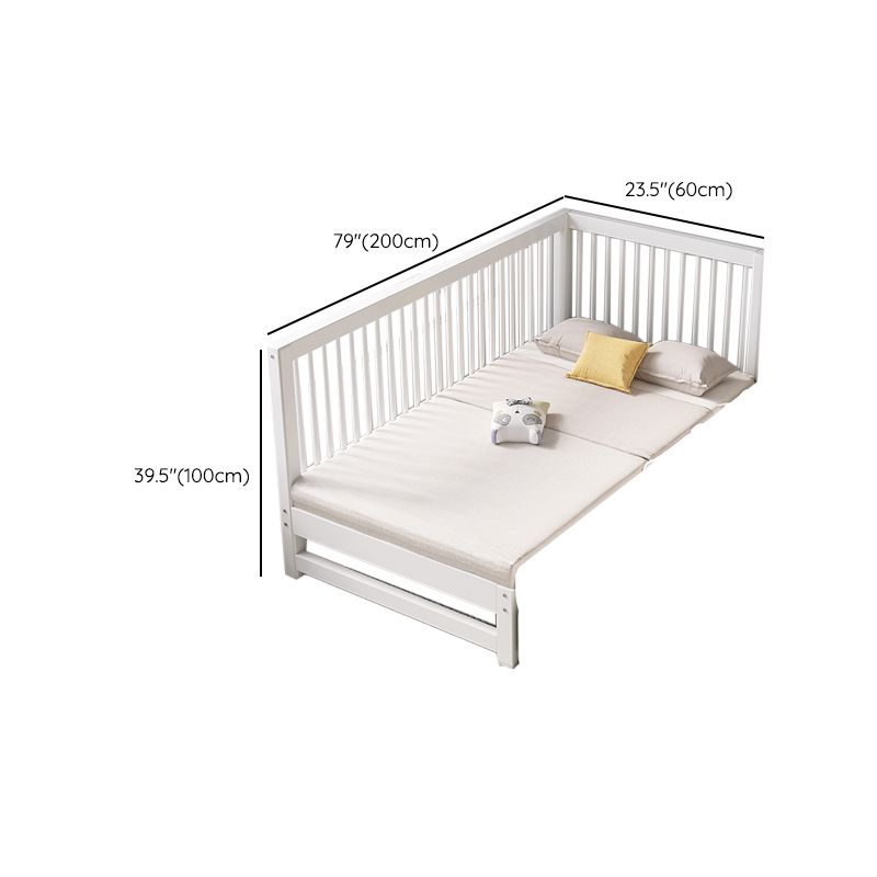 White Baby Crib Scandinavian Beech Nursery Bed with Guardrails