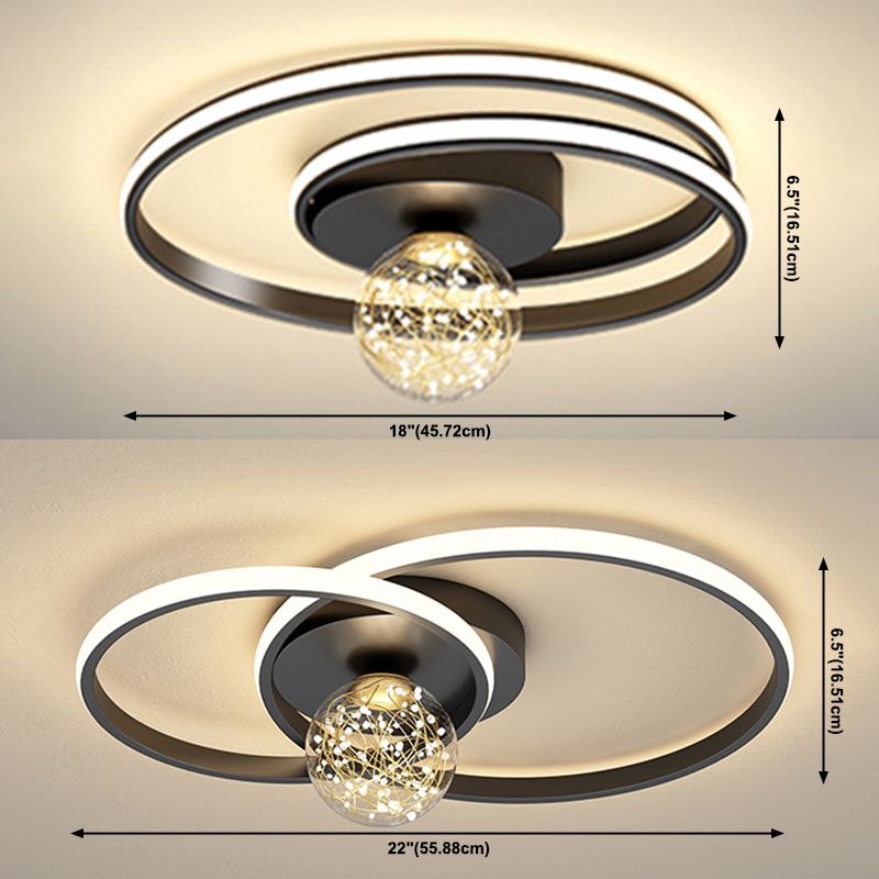 Lámpara de techo empotrada de estilo moderno con montaje empotrado y múltiples luces de sombra redonda en negro