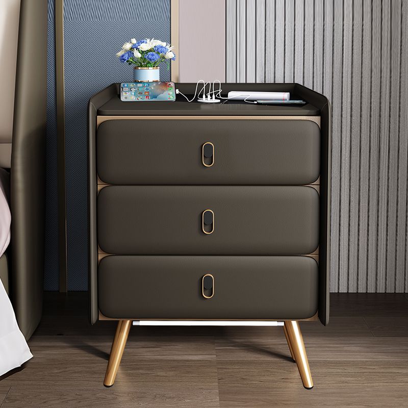 Solid Wood Bedside Cabinet Modern Bed Nightstand with 3 Drawers