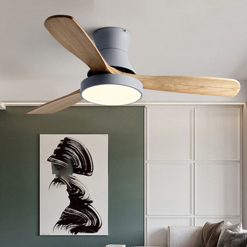 Wooden Ceiling Fan Light Fixture Modern LED Ceiling Lamp for Bedroom