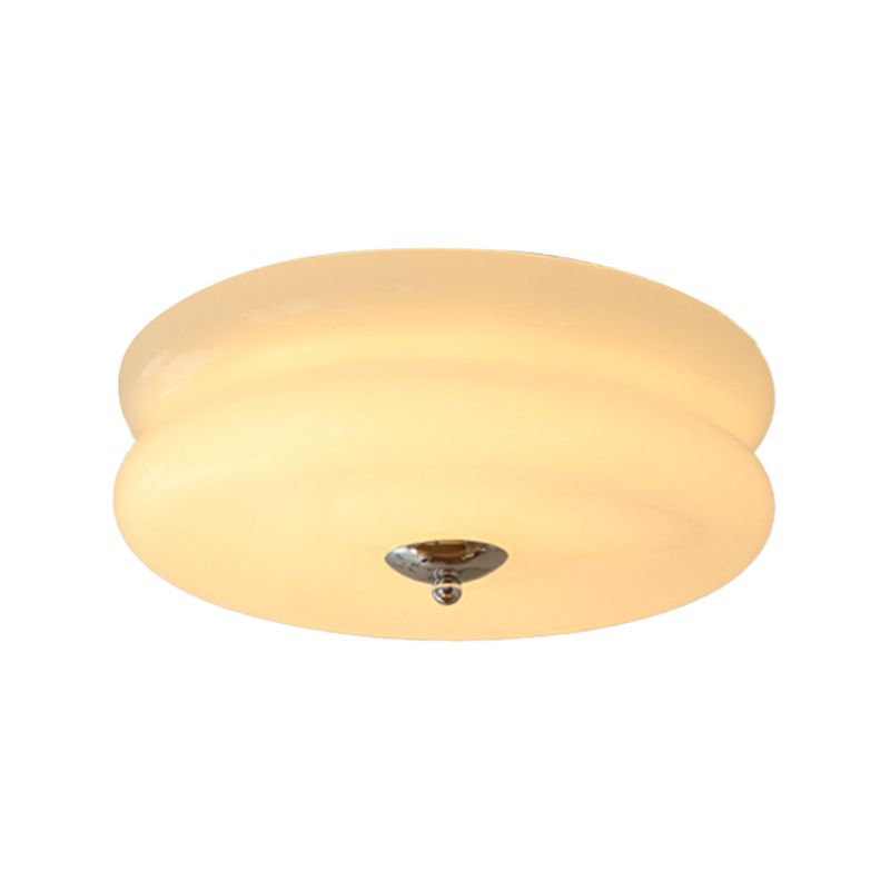 Unique Shape Flush Ceiling Lights Modern Glass Flush Mount Lighting in White Finish