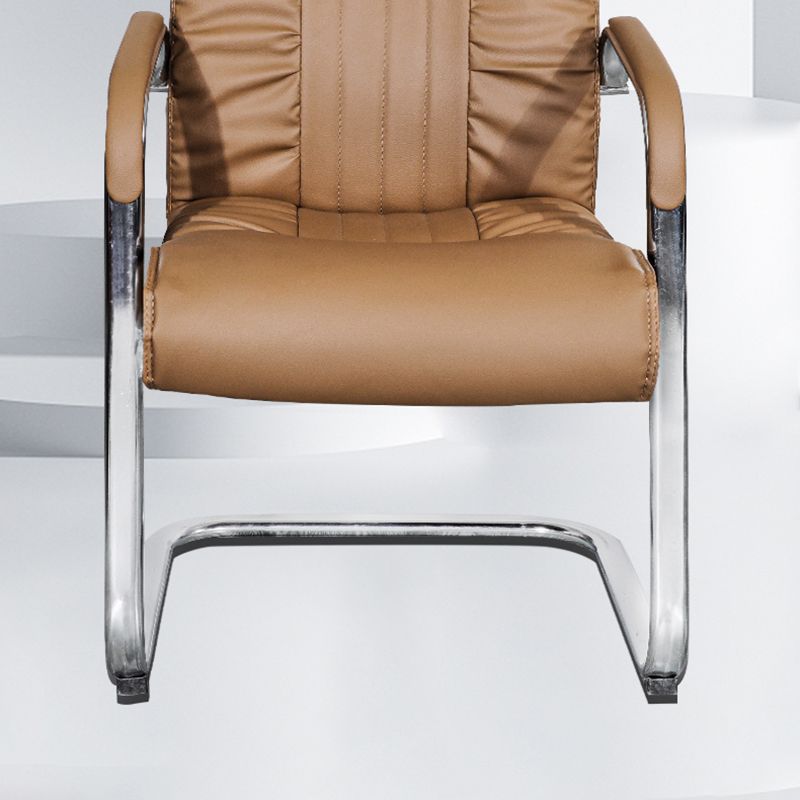 Modern Fixed Arms Office Chair Leather Task Chair for Office