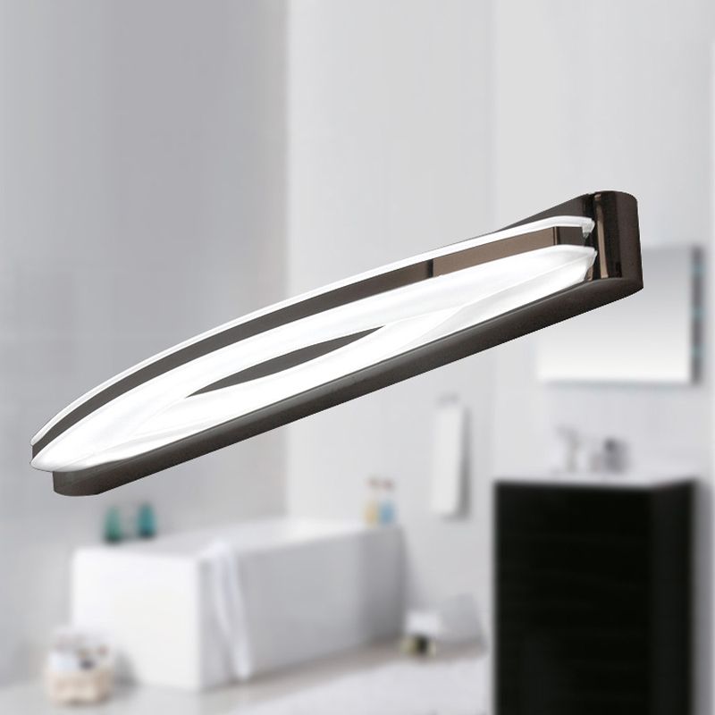 Modern Stainless Steel Wall Sconce Linear Shape Vanity Lamp with Acrylic Shade