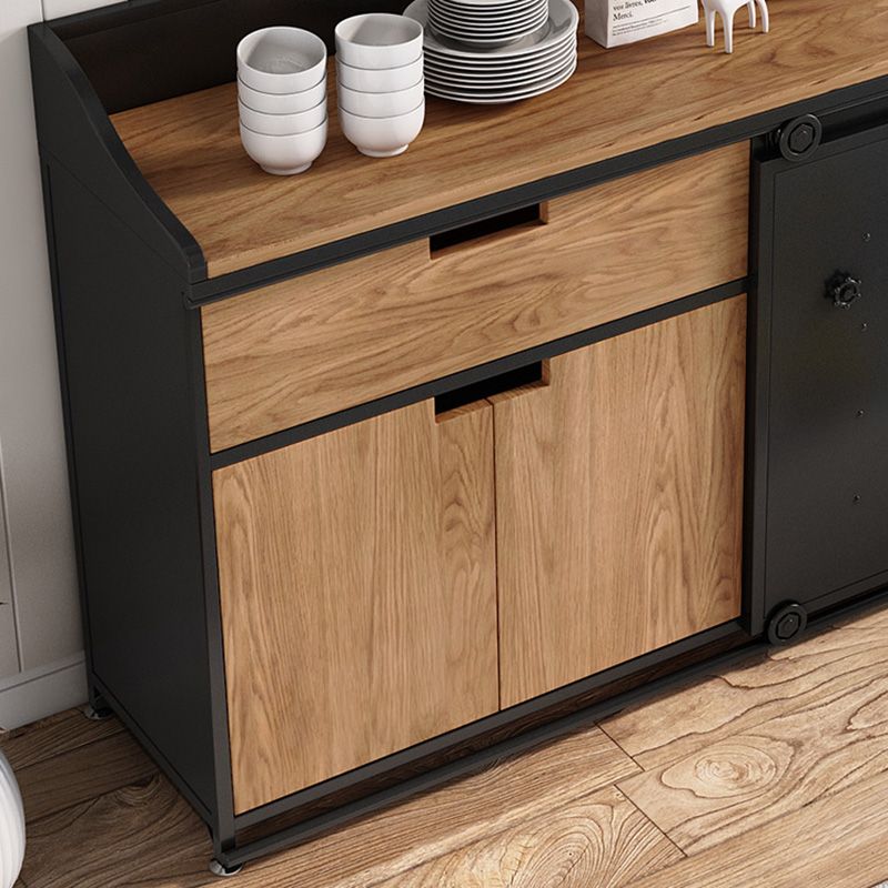 1 Drawer Sideboard Table 3 Door Engineered Wood Credenza with Sliding Door