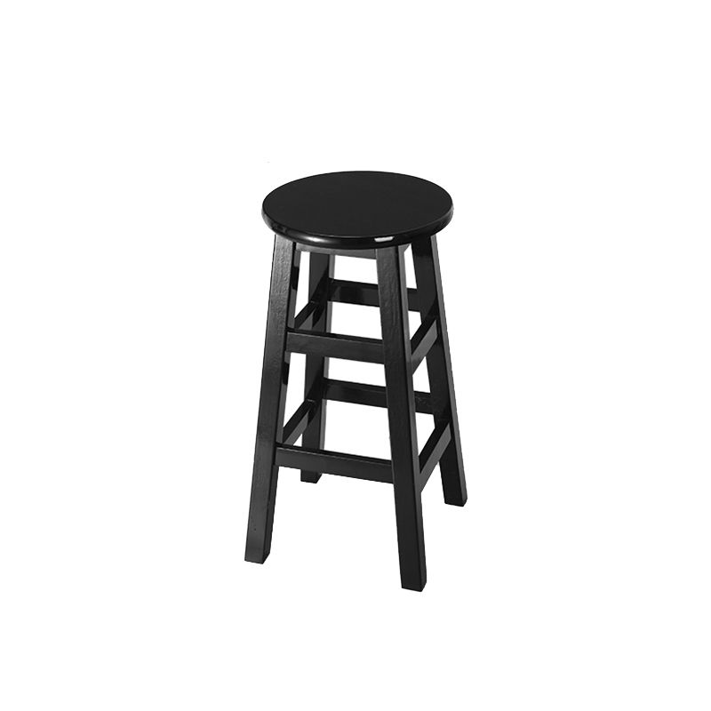 Backless Solid Wood Round High Chair Industrial Wooden Counter Chair with 4 Legs